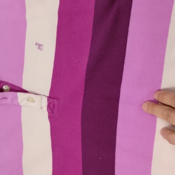 Old Navy size large graphic stripes pinks and purple athletic prep polo top - Picture 11 of 12